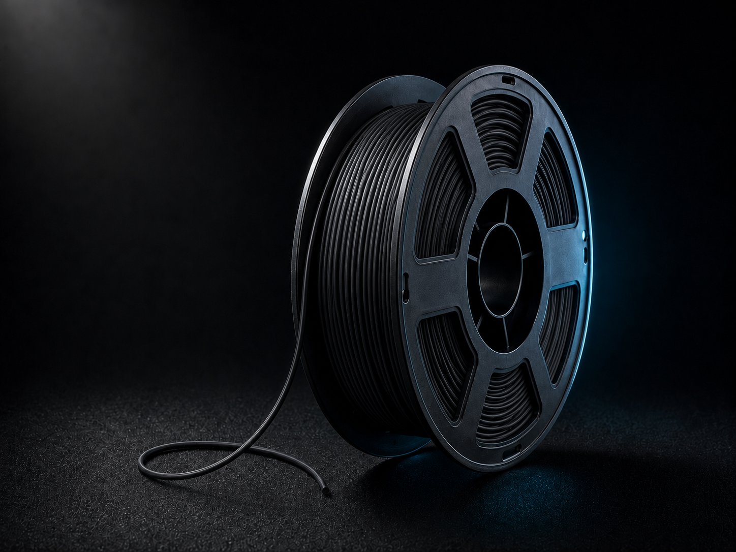 Spool of matte black flexible TPU filament